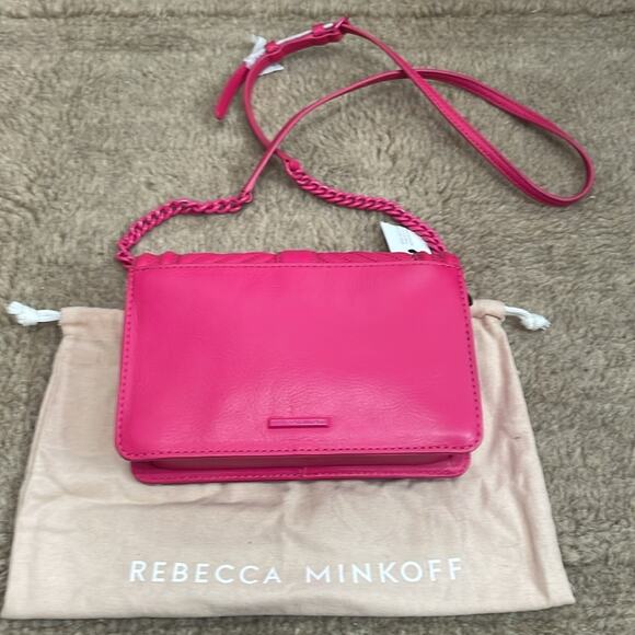 Rebecca Minkoff Quilted Chevron Leather Crossbody Bag Pink - Picture 6 of 7